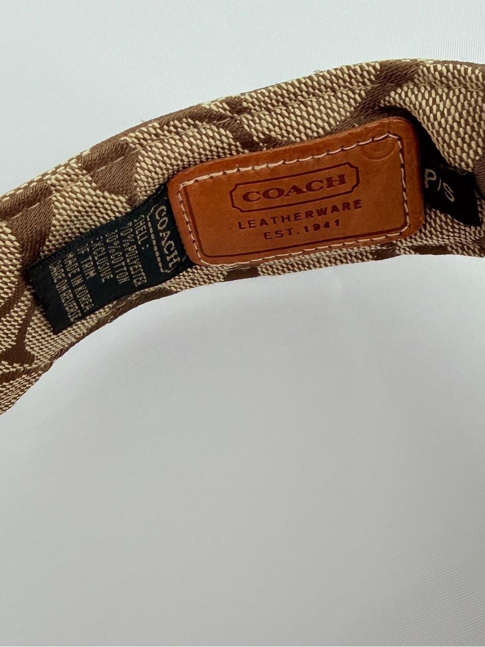 Coach Signature Logo Jacquard Visor Hat Khaki Brown Adjustable Sun Visor - Picture 4 of 9